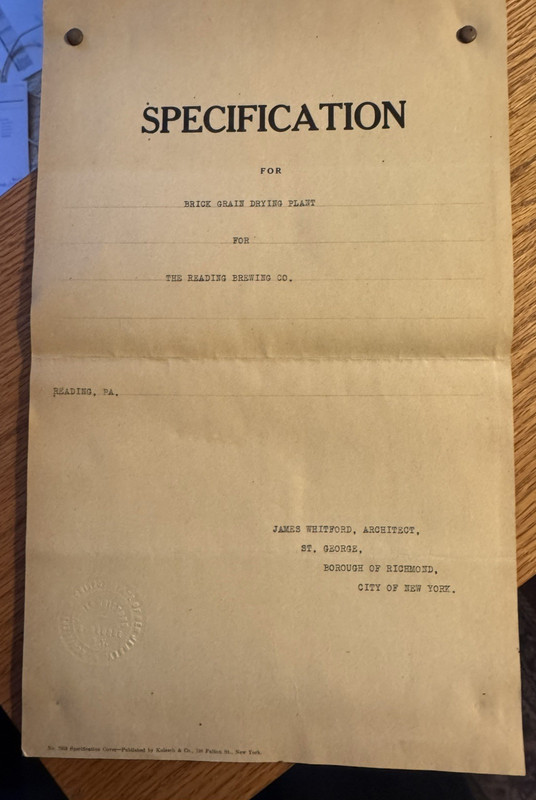 Reading Brewing Company Brick Grain Drying Plant Specifications Reading PA Beer