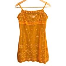 2006 Victoria's Secret Mesh Chemise Y2K Coquette Orange Floral Embroidered S