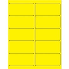4 x 2" Fluorescent Yellow Removable Rectangle Laser Labels-10 per qty Sheet-1000