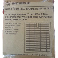 Westinghouse Portable 1804 1901 Replacement HEPA Filters for (4-Pack) Sealed OEM