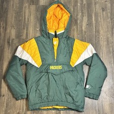 Vintage Youth Green Bay Packers Pull Over 1/2 Zip Starter Coat Size Medium
