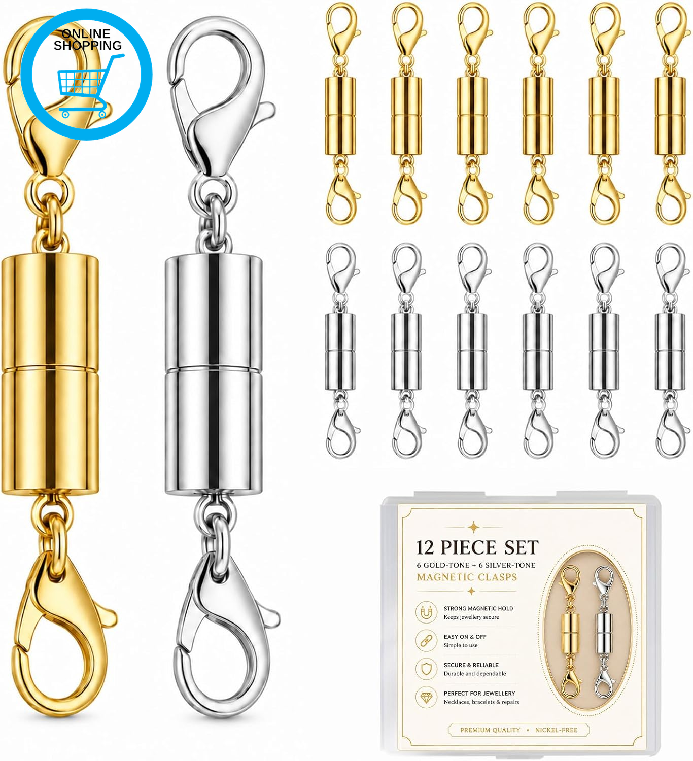 12Pcs Magnetic Necklace Clasps Labstor for Jewellery Making, Magnet Extender Cla