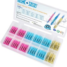 TICONN 100PCS Heat Shrink Butt Wire Connector Kit, Insulated Waterproof