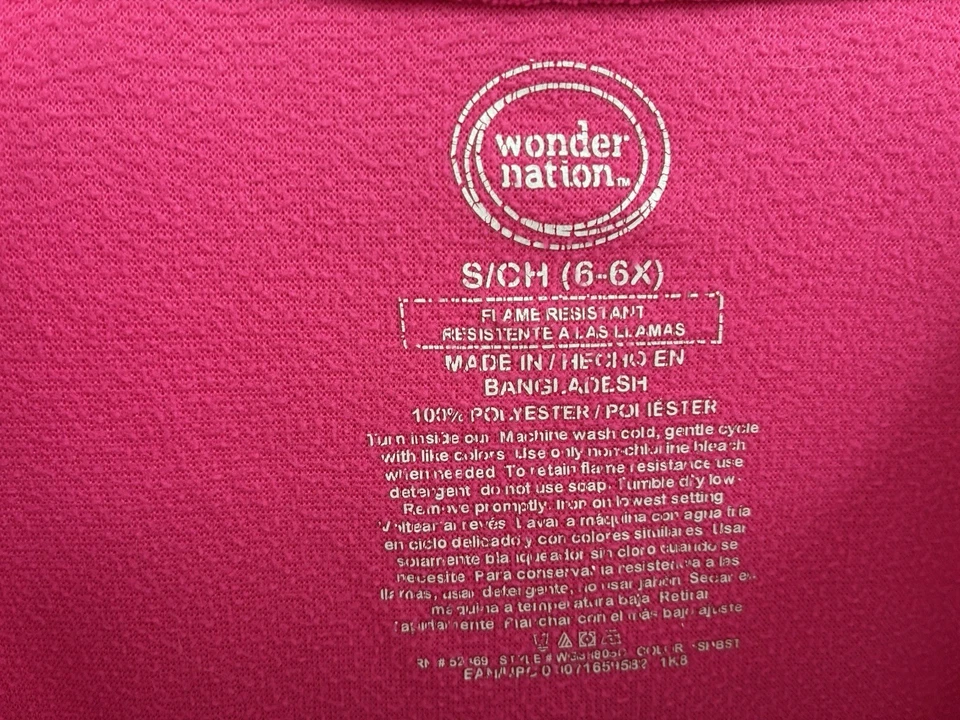 Camisón Wonder Nation Niños Niñas Unicornio Terciopelo Súper Suave Manga Raglán Rosa S Foto 2 de 4