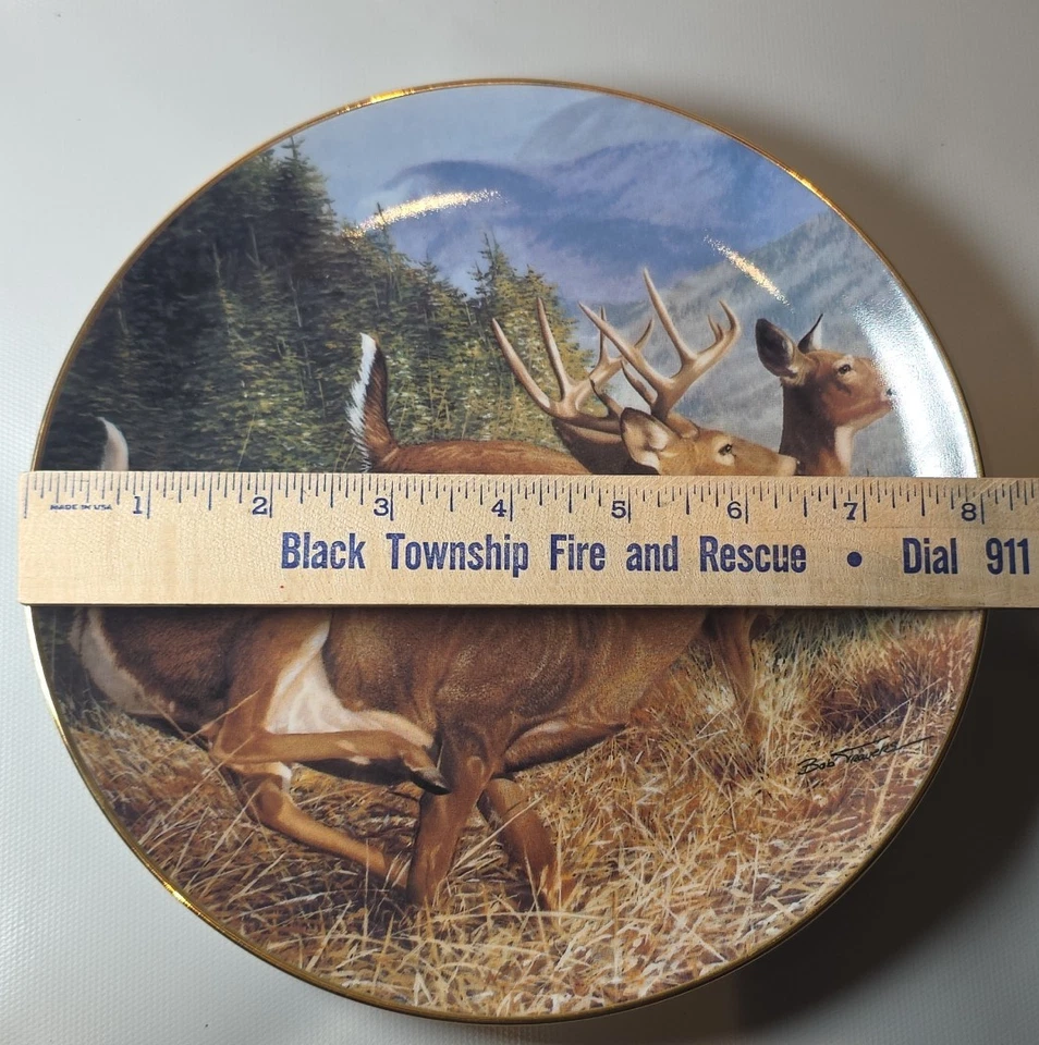 QTY 5 Danbury Mint Whitetail Buck Doe Deer Hunting Wildlife Plates Bob Travers - Image 3 of 4
