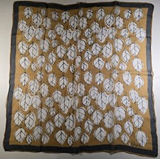 Vera Neumann Signed Ladybug Scarf Silk Mix Brown Black Leaves Art Design 21x21
