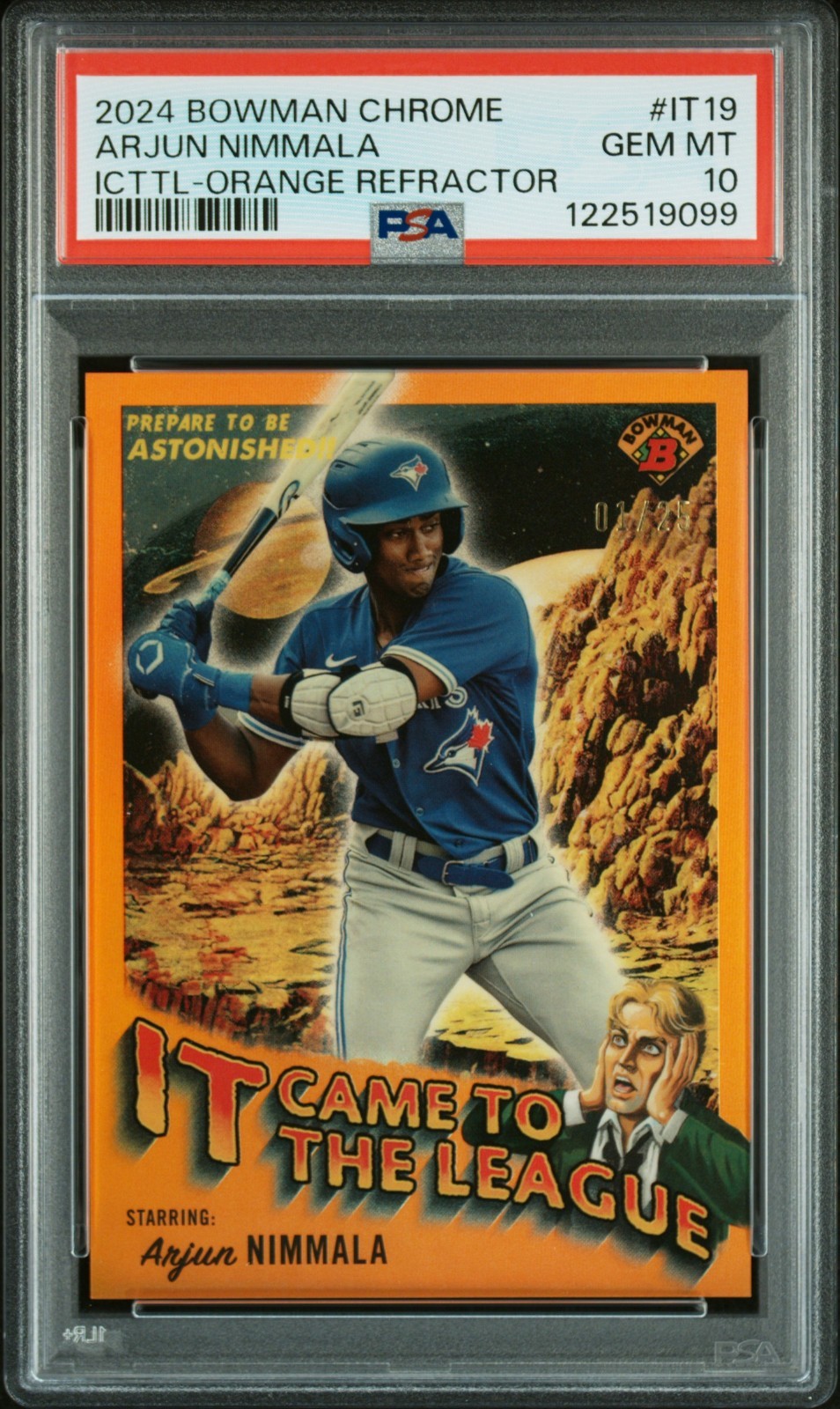 2024 Bowman Chrome Arjun Nimmala IICTTL SSP Orange 01/25 1st PRINT PSA 10 POP1
