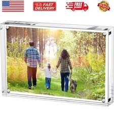 4x6 Inches Acrylic Picture Frame, Double Sided Clear Frameless Photo Frame wi...