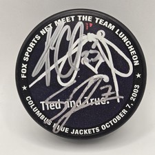 Andrew Cassels Signed Columbus Blue Jackets Puck Scott Lechance 2003