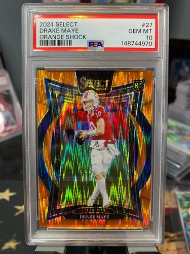 2024 Panini Select - Concourse Drake Maye #27 Orange Shock /499 (RC) PSA10