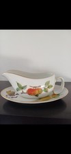 Royal Worcester Evesham Gold Gravy Boat Sauce Jug and Saucer
