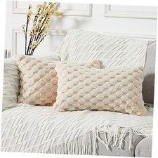 Pack of 2 Super Soft Cozy Lumbar Decorative Throw 20" x 12" Pack of 2 Beige