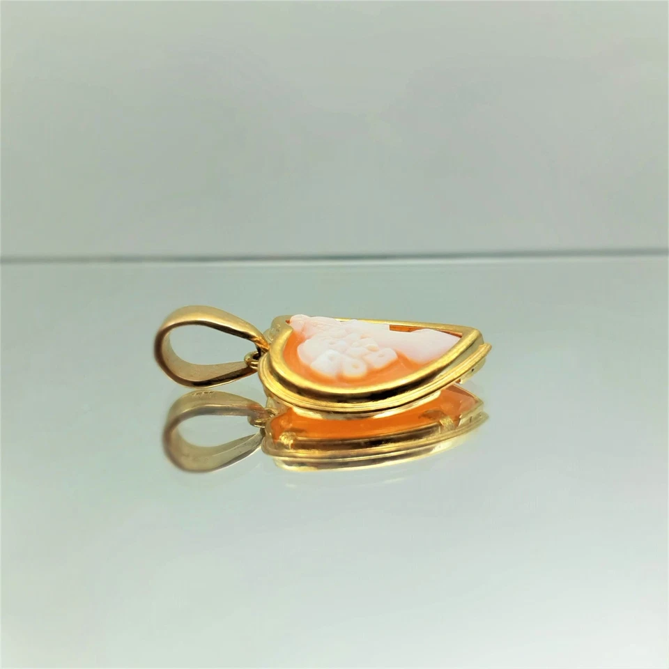 Colgante Naranja Dama Camafeo Corazón Hermoso Dije Oro Amarillo 10kt Camafeo Foto 2 de 4