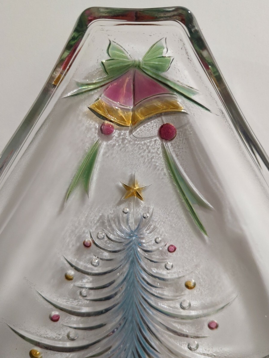 Mikasa Tinted Christmas Tree Clear Crystal Glass Candy Dish Plate