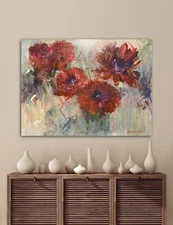 abstract dahlia oil painting original 36x48 impressionism contemporary modern