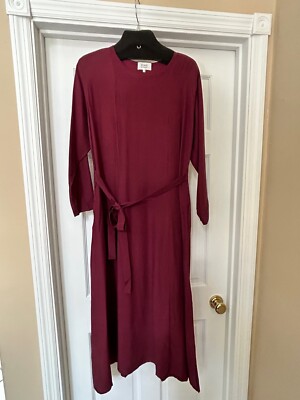 Flax by Angelheart Maroon Long Sleeve 100% Silk Maxi Dress Size Medium |  eBay