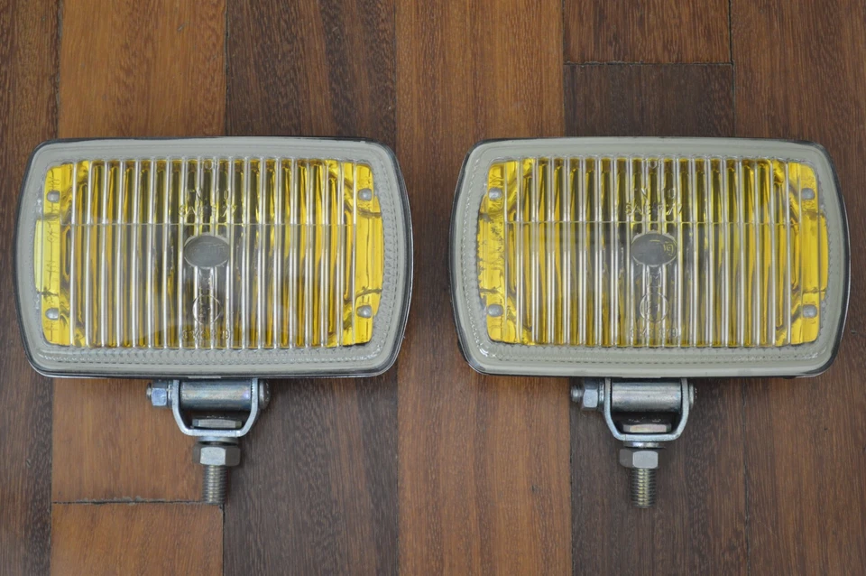 VTG NOS CHROME HELLA 155 YELLOW DRIVING LIGHTS W/ COVERS Jaguar XJS BMW Mercedes - Изображение 3 из 4