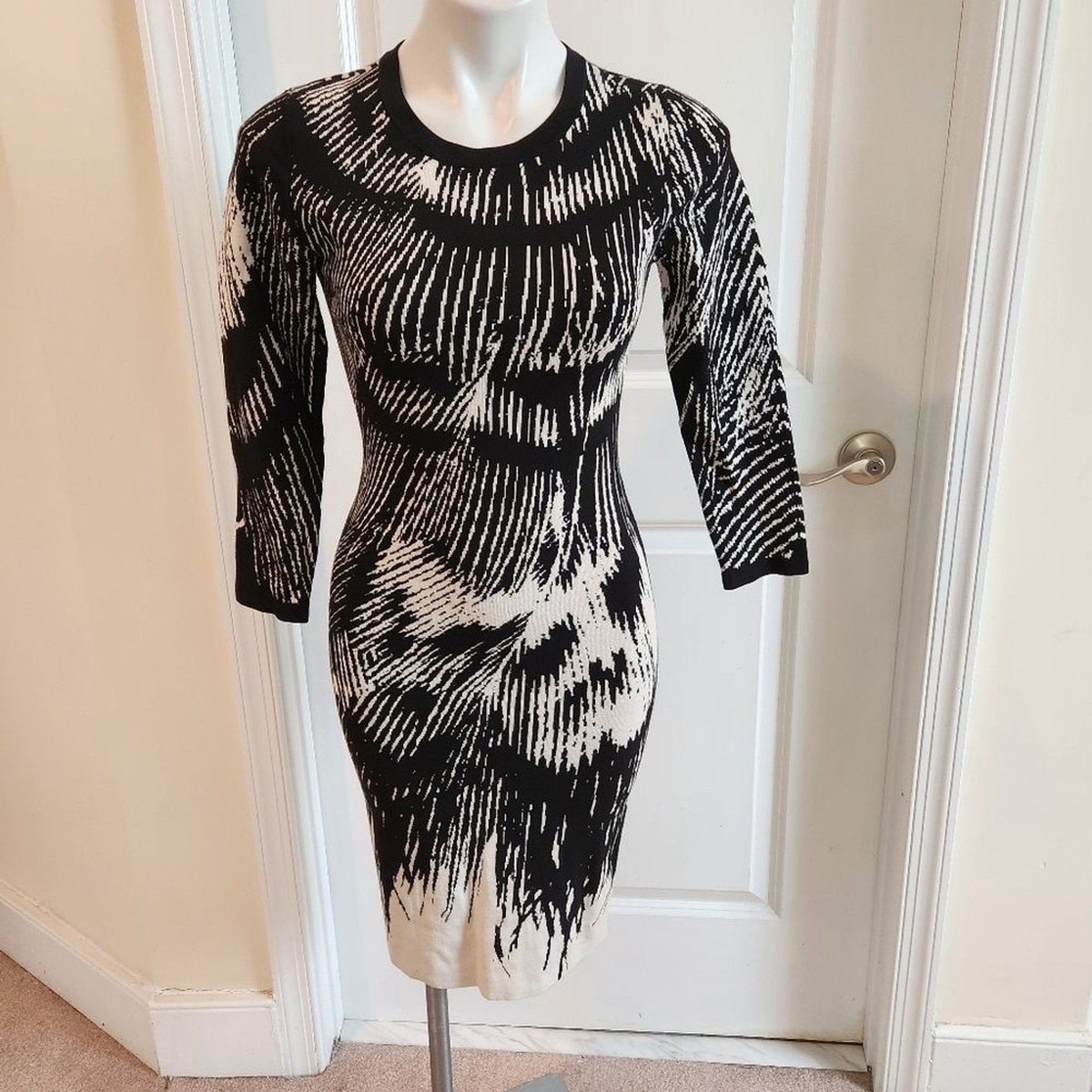 Karen Millen dress black white size or XS high end, sweater