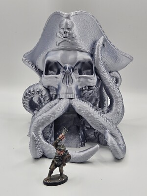 Piratenschädel Würfelturm - Krake Oktopus Würfelturm DnD/Pathfinder/Tabletop RPG