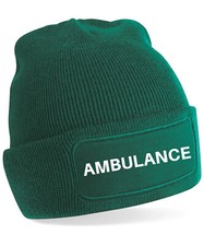 AMBULANCE Embroidered Patch Beanie Hat - green