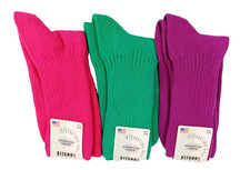 Vintage GITANO Womens American Crew Socks Fits 9-11 Pink Green Purple 90s Cotton