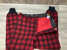 Vtg Woolrich Pants Red Buffalo Plaid Hunting Insulated Mackinaw Wool Size 36x31