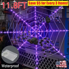 12 FT LED Giant Halloween Spider Web Waterproof Home Indoor Outdoor Decoration