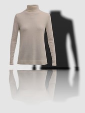  250 Neiman Marcus Women's Ivory Cashmere Basic Turtleneck Sweater Size L