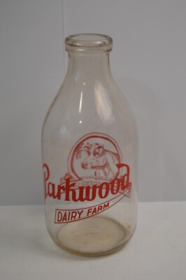 Vintage Parkwood Glass Dairy Bottle Half Gallon Collectible Milk Selected Cows