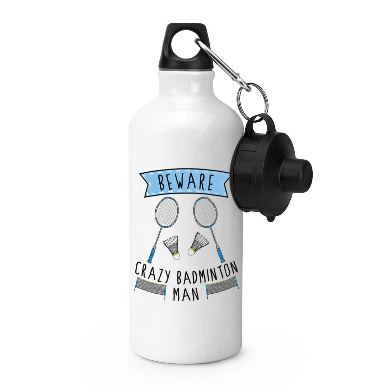 Beware Crazy Badminton Man Sports Drinks Bottle Camping - Funny Sport