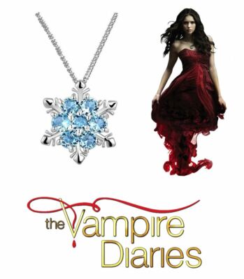 The Vampire Diaries Elena Gilbert ''''Schneeflocke'''' blau silberne Kette & Anhänger