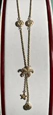 14K Yellow Gold Shell And Starfish/Star Charm Necklace Pendant 17 Inches