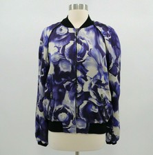 Max&co. Max Mara Bomber Jacket Womens Us10 / 40 Silk Floral Blue White