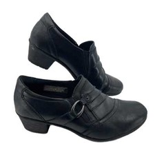 Earth Origins Black Leather Mules  Clogs  Block Heel, Size 9