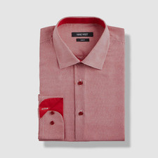 Nine West Mens Red Slim-Fit Long-Sleeve Button-Up Dress Shirt Size 15-15.5 32/33