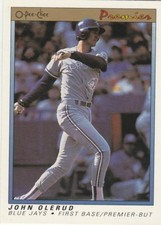 FREE SHIPPING-MINT-1991 O-Pee-Chee Premier #92 John Olerud Toronto Blue Jays 