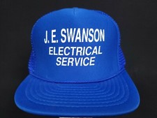 Vintage J.E. Swanson Electrical Service 5 Panel Trucker Hat Cap Snap Back Mesh