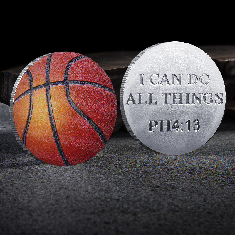I Can Do All Things PH 4:13 Baloncesto Forma Plateado Desafío Moneda Regalo