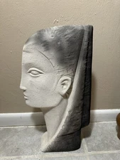 1980s DECO Postmodern Female Face Ceramic Sculpture in Austin Productions Style