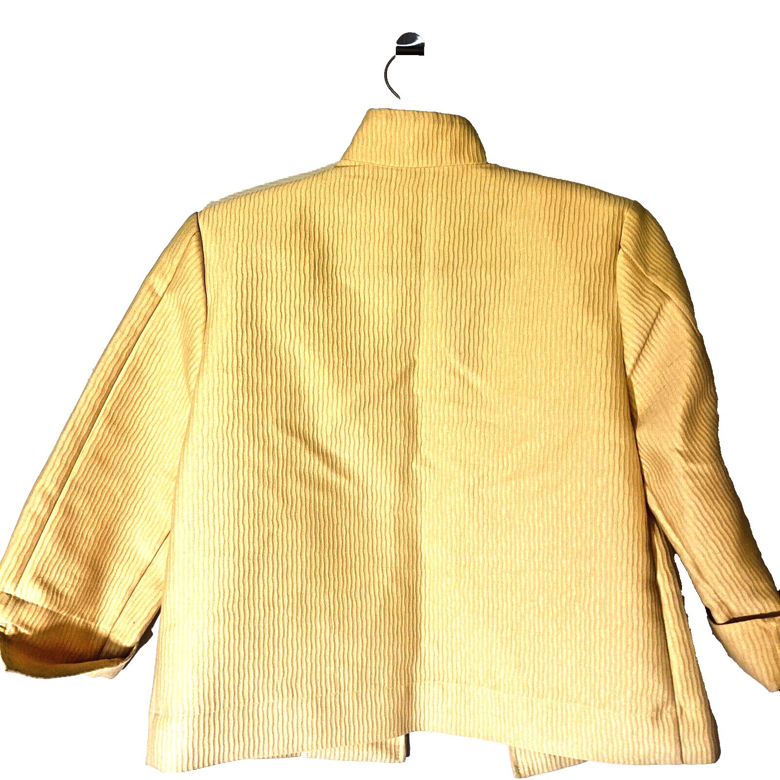 Giacca pony donna S dipinta unica USA giallo velluto a coste spalline