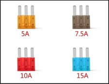 Image of Mix Pack of Micro 3 Blade Fuses 5a, 7.5a, 10a, 15a Multi Quantities Available