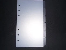 Personal size Organiser/Organizer refill: index, white frosted plastic, 6 tabs