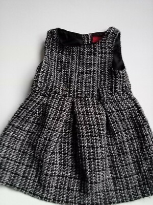 PORTOFREI!! Schwarz & weiß Tweed Stil Kleid Baby Mädchen Kleidung 12-18 Monate