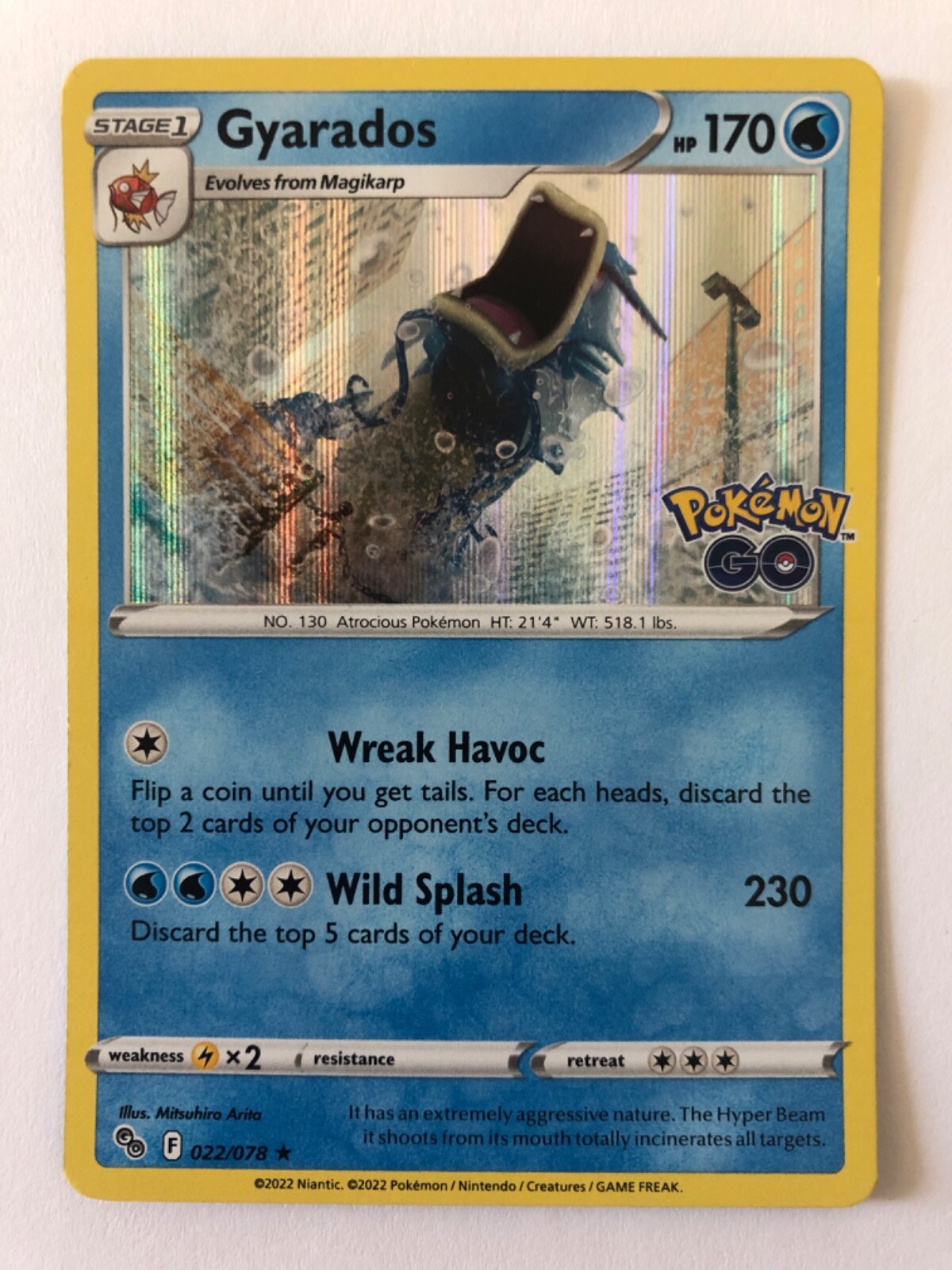 Gyarados 022/078 - Pokemon GO trading card (2022) - NM - Holo Rare