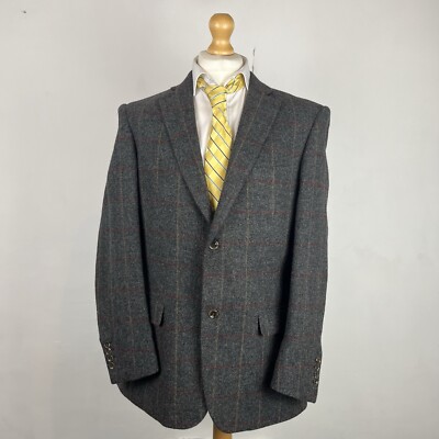 Samuel Windsor Tweed Blazer Sakko Herren 42R dunkelgrau kariert Country Sport