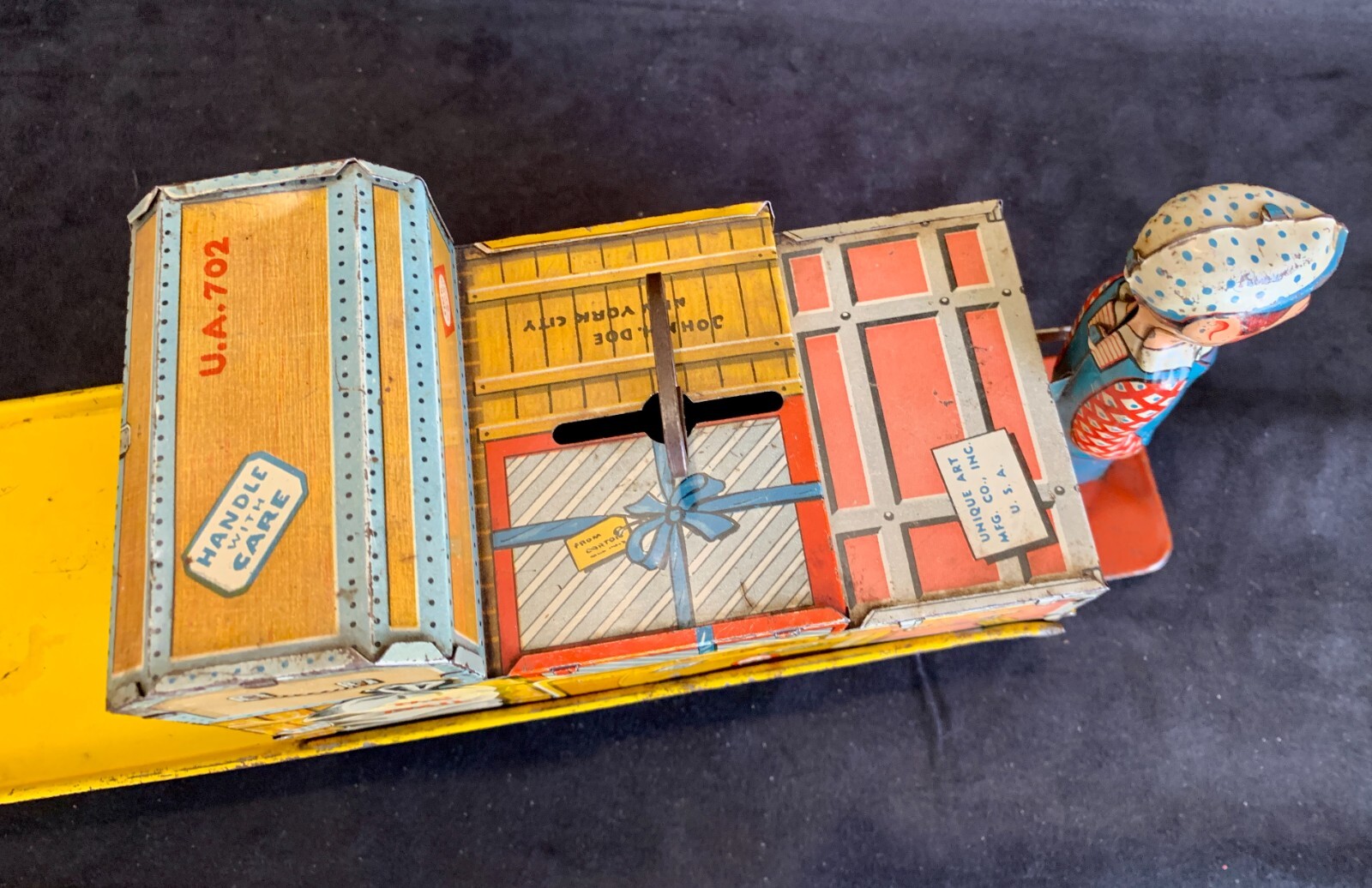 Vintage Unique Art Finnigan Porter Wind Up Tin Litho USA WORKS 1950s Ex Cond