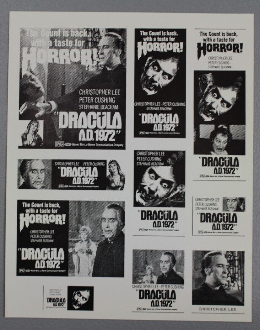 Dracula A.D. 1972 Ad Sheet/Ad Slick 8 1/2