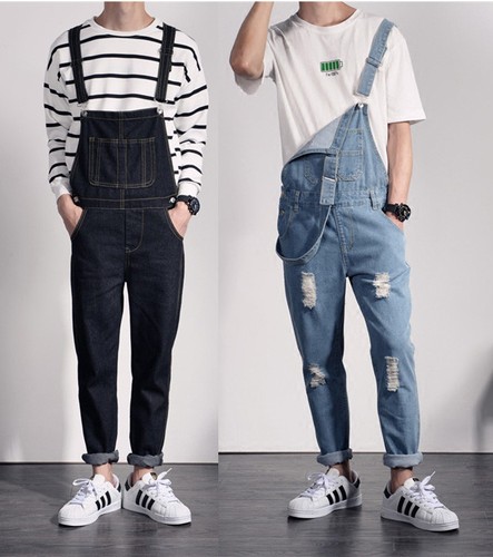 Men Casual Denim Overalls Pants Bib 