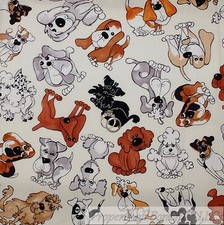 BonEful Fabric FQ Cotton Quilt Cream Small Brown Breed Puppy Dog Poodle Scottie