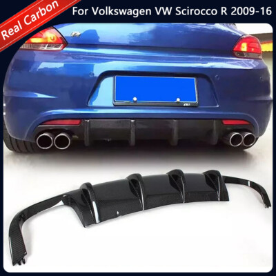 For Volkswagen VW Scirocco R 09-16 Carbon Fiber Rear Bumper Diffuser Lip Spoiler